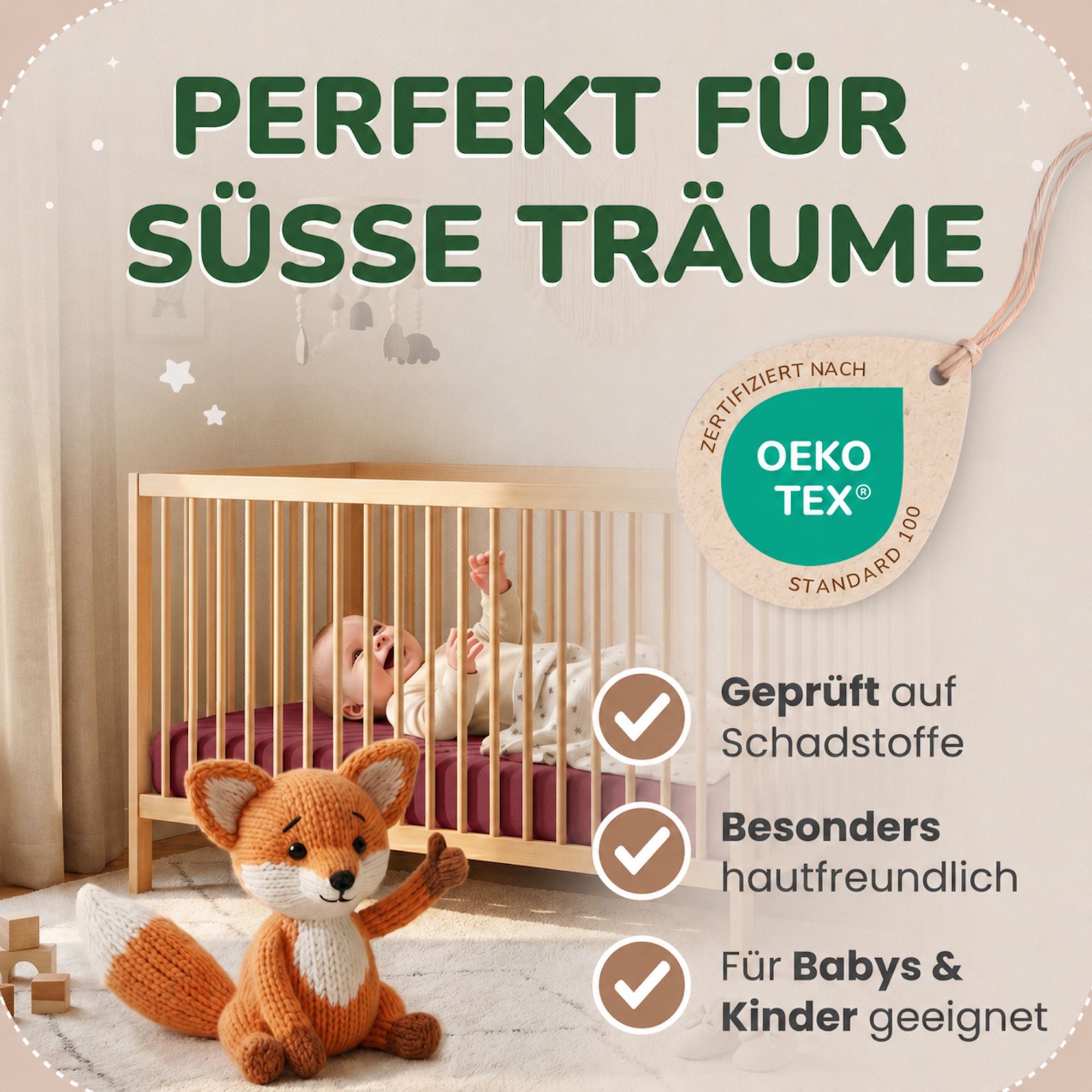 Kinderspannbettlaken von Leevitex im 2er Pack – 100% Jersey-Baumwolle, 70 x 140 cm