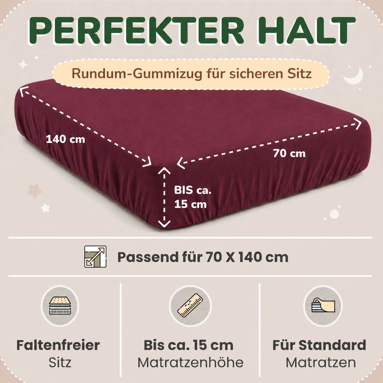 Kinderspannbettlaken von Leevitex im 2er Pack – 100% Jersey-Baumwolle, 70 x 140 cm