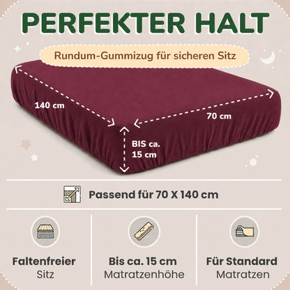 Kinderspannbettlaken von Leevitex im 2er Pack – 100% Jersey-Baumwolle, 70 x 140 cm