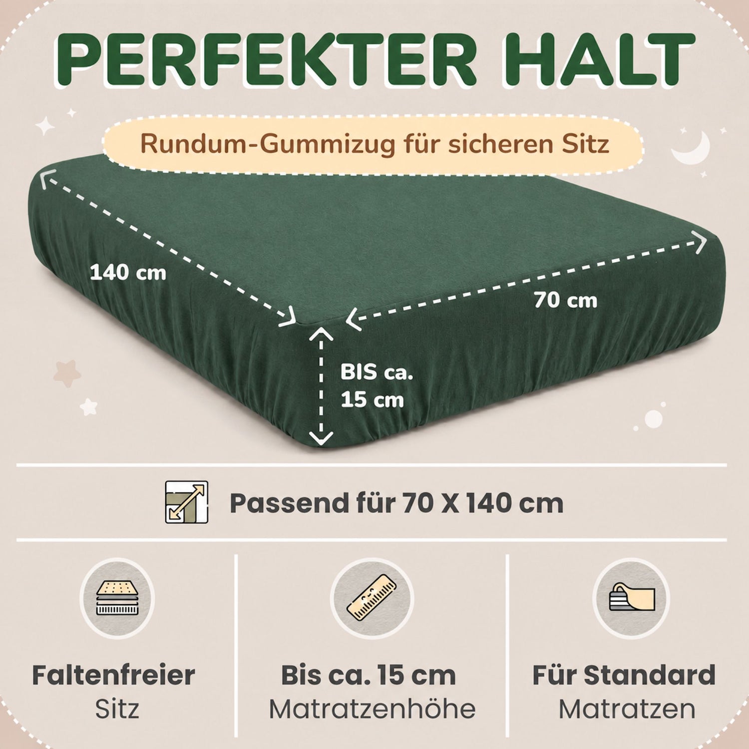 Kinderspannbettlaken von Leevitex im 2er Pack – 100% Jersey-Baumwolle, 70 x 140 cm