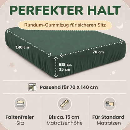 Kinderspannbettlaken von Leevitex im 2er Pack – 100% Jersey-Baumwolle, 70 x 140 cm