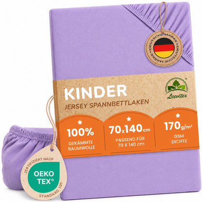 Kinder Spannbettlaken 70 x 140 cm von Leevitex im 1er Pack – 100% Jersey-Baumwolle,