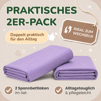 Kinderspannbettlaken von Leevitex im 2er Pack – 100% Jersey-Baumwolle, 70 x 140 cm