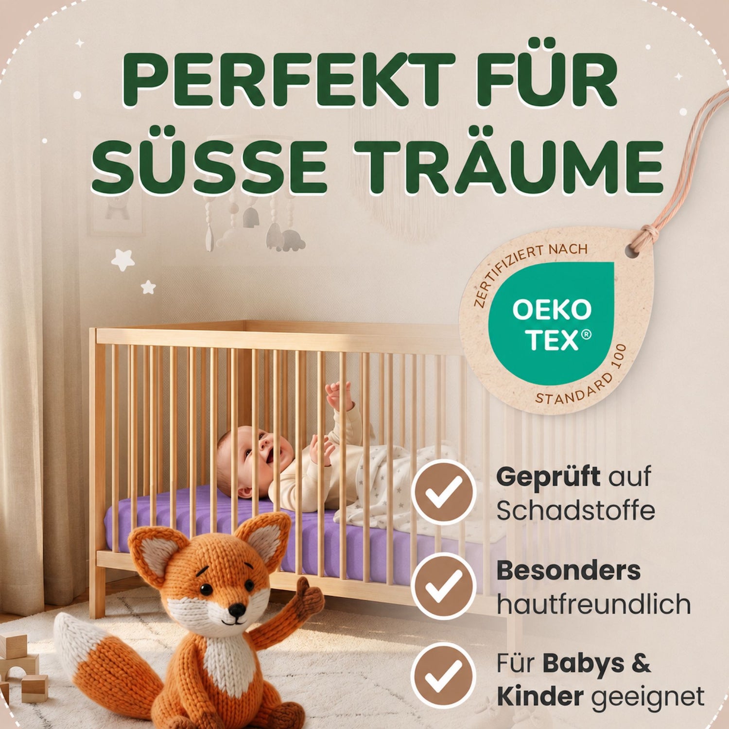 Kinderspannbettlaken von Leevitex im 2er Pack – 100% Jersey-Baumwolle, 70 x 140 cm