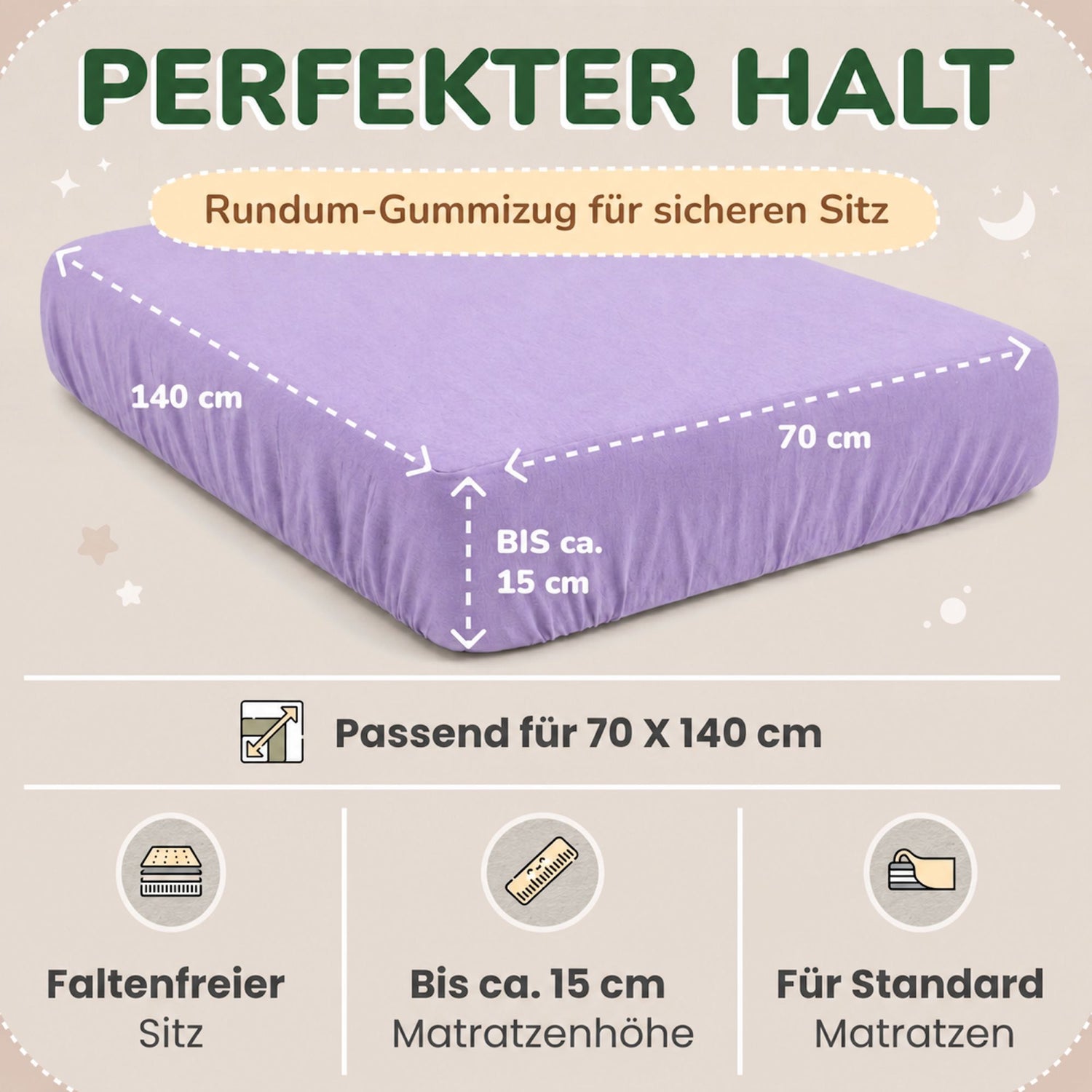 Kinderspannbettlaken von Leevitex im 2er Pack – 100% Jersey-Baumwolle, 70 x 140 cm