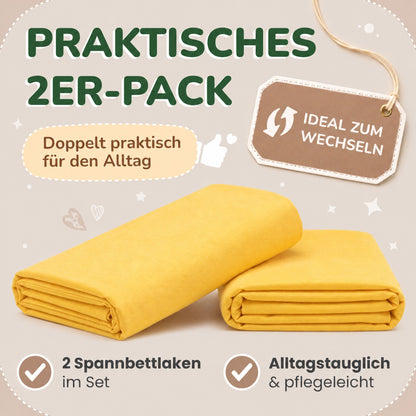 Kinderspannbettlaken von Leevitex im 2er Pack – 100% Jersey-Baumwolle, 70 x 140 cm