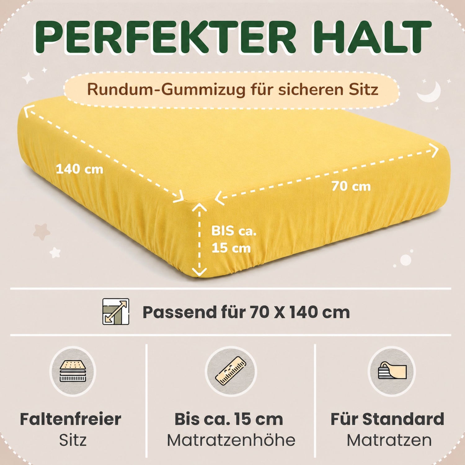 Kinderspannbettlaken von Leevitex im 2er Pack – 100% Jersey-Baumwolle, 70 x 140 cm