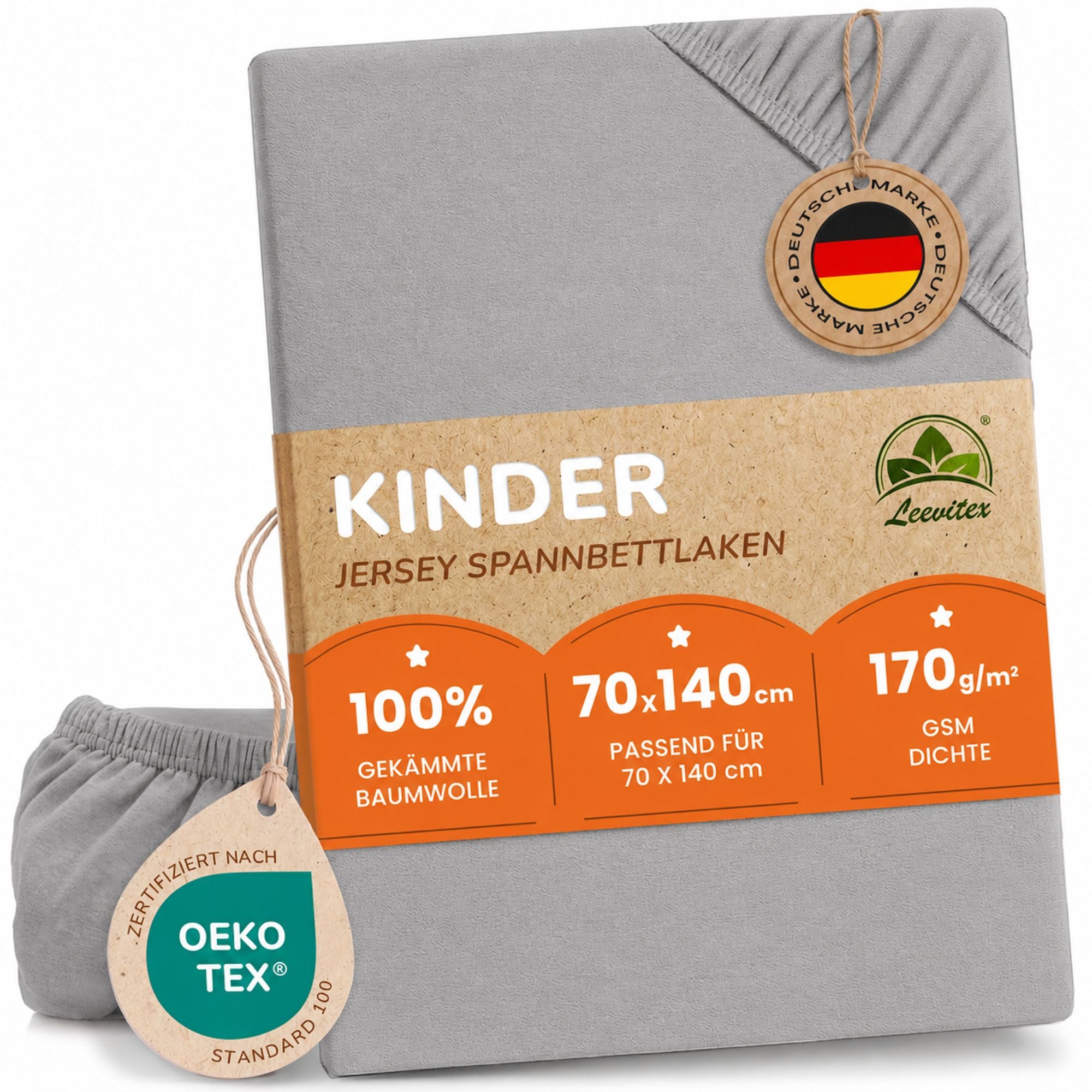 Kinder Spannbettlaken 70 x 140 cm von Leevitex im 1er Pack – 100% Jersey-Baumwolle,