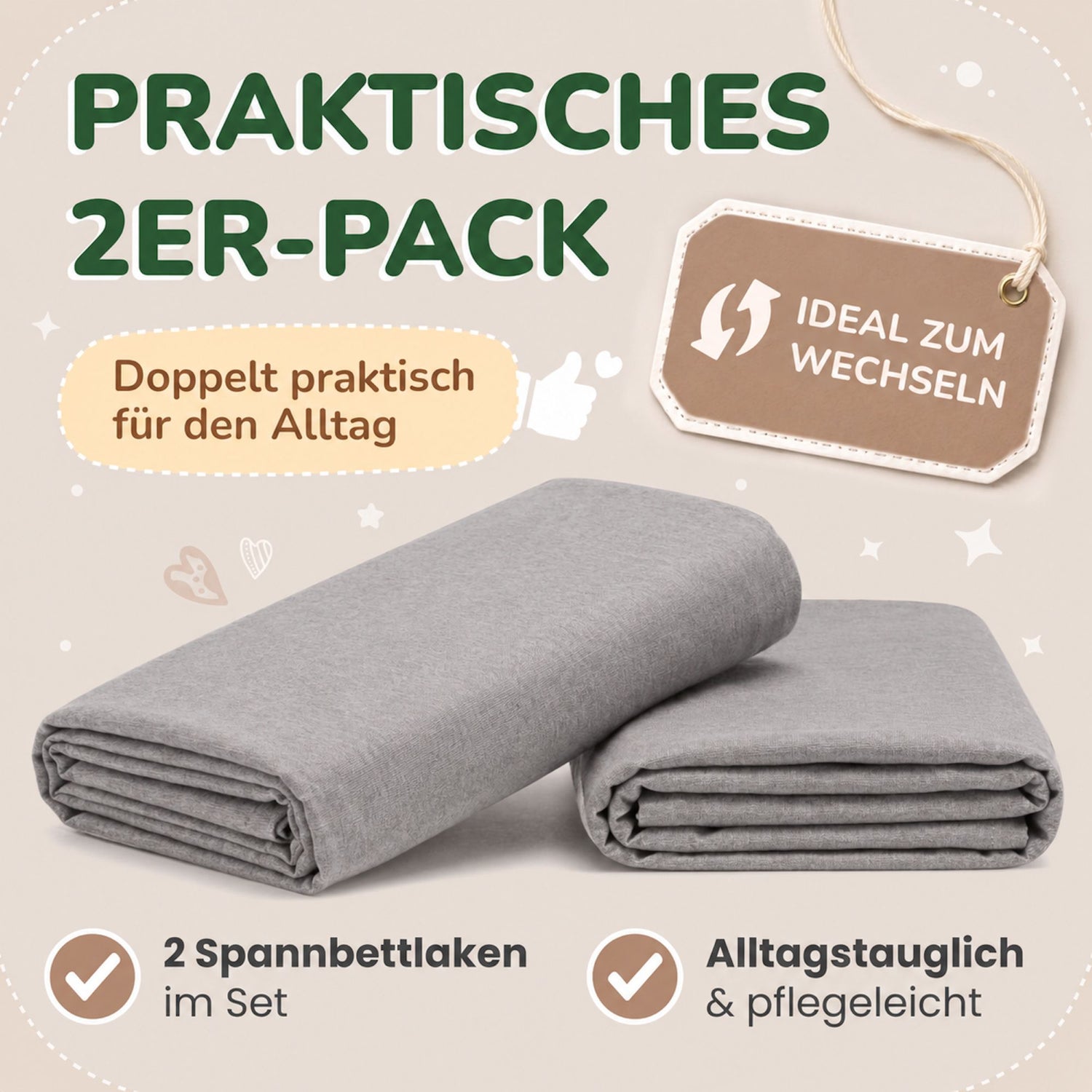 Kinderspannbettlaken von Leevitex im 2er Pack – 100% Jersey-Baumwolle, 70 x 140 cm