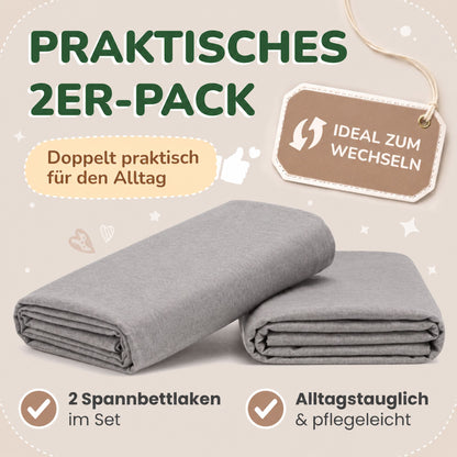 Kinderspannbettlaken von Leevitex im 2er Pack – 100% Jersey-Baumwolle, 70 x 140 cm
