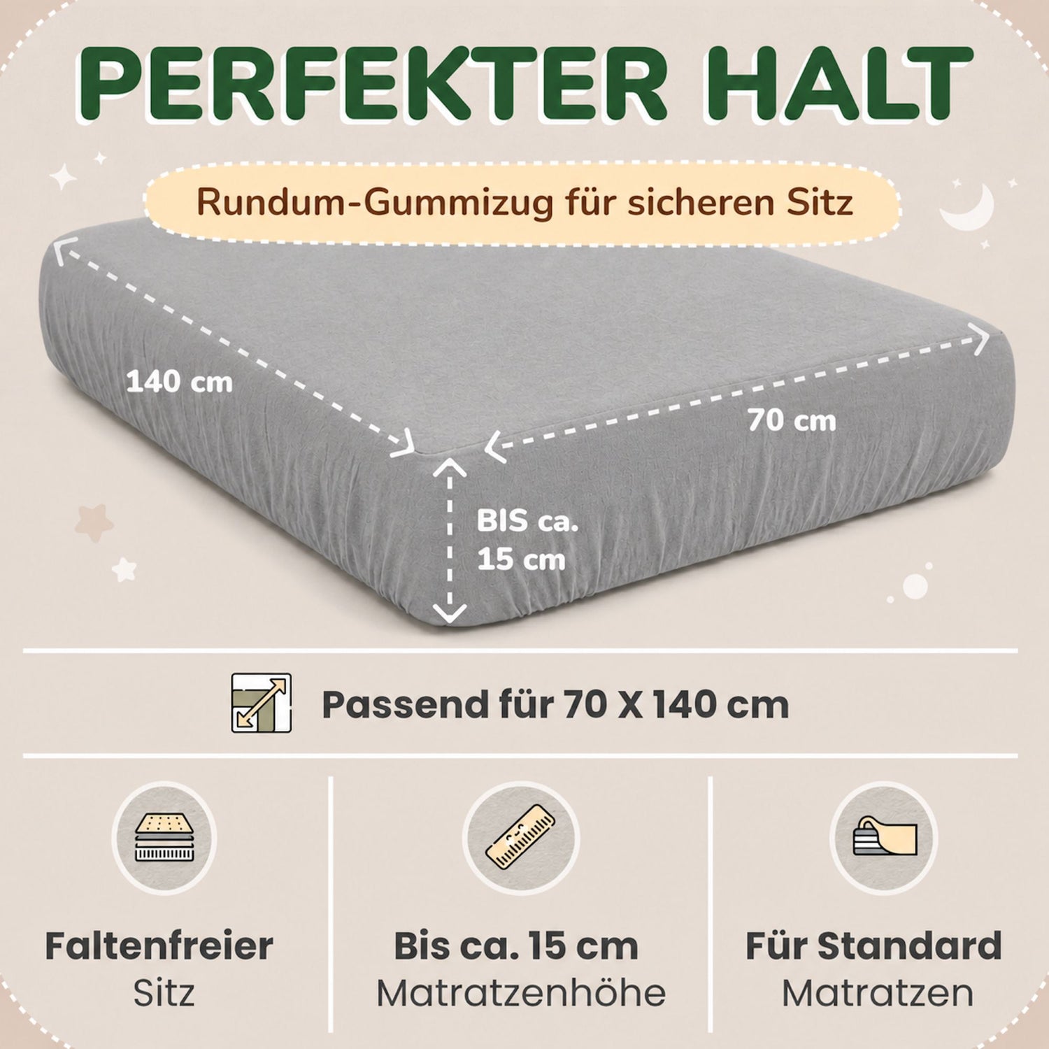 Kinderspannbettlaken von Leevitex im 2er Pack – 100% Jersey-Baumwolle, 70 x 140 cm