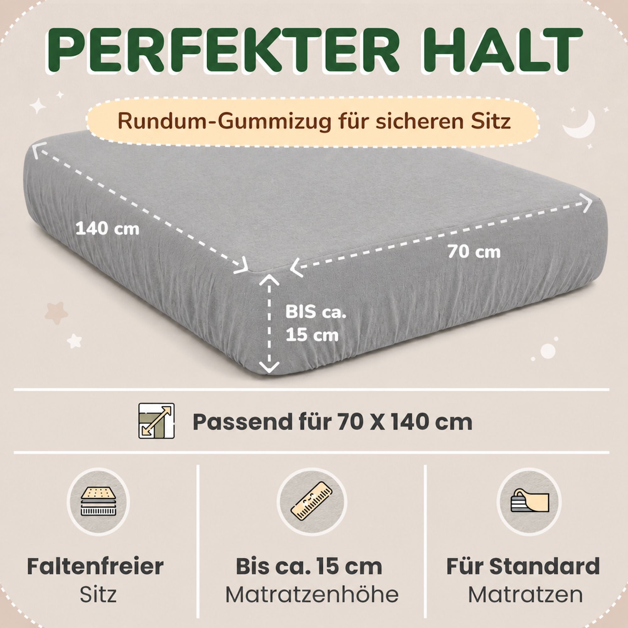 Kinderspannbettlaken von Leevitex im 2er Pack – 100% Jersey-Baumwolle, 70 x 140 cm