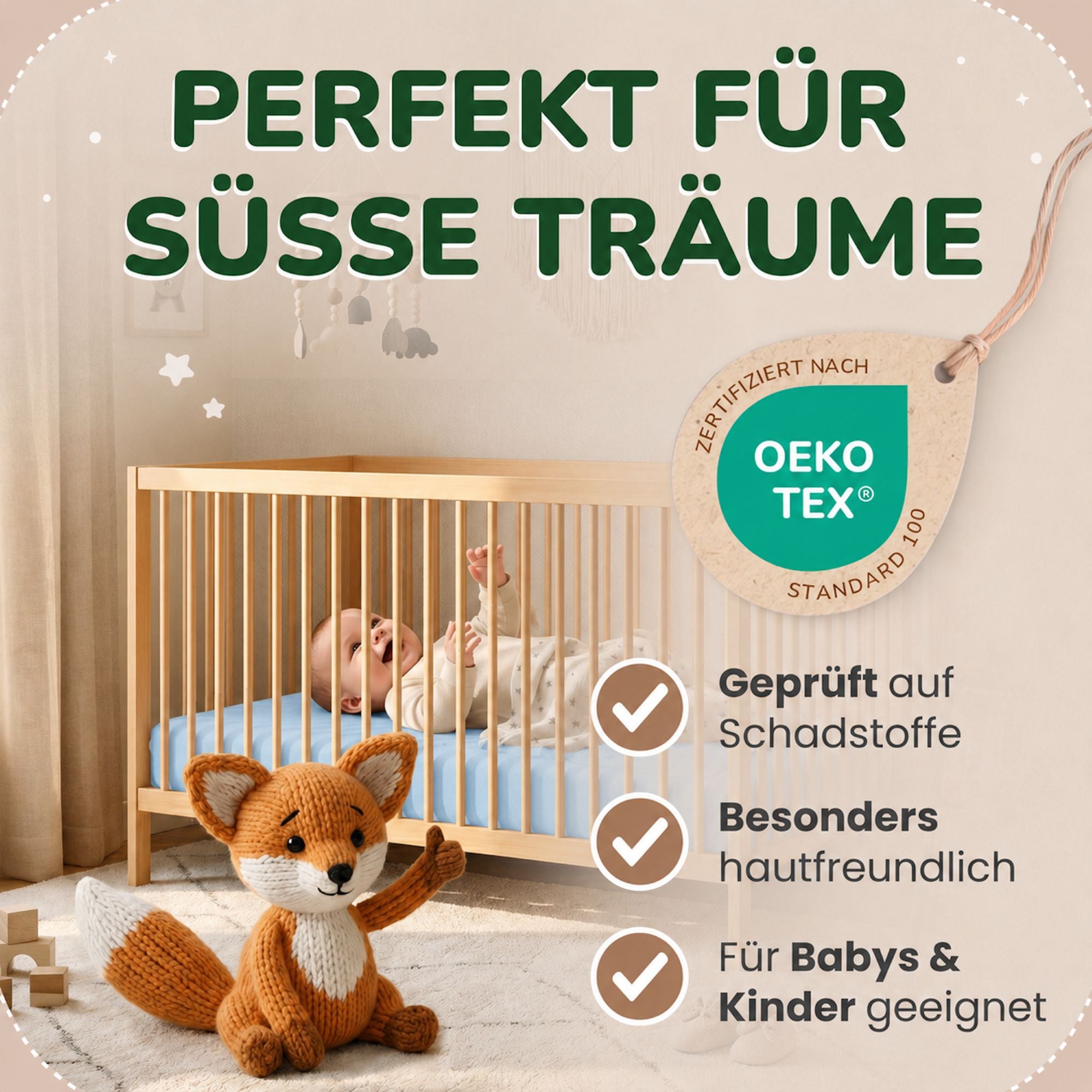 Kinderspannbettlaken von Leevitex im 2er Pack – 100% Jersey-Baumwolle, 70 x 140 cm
