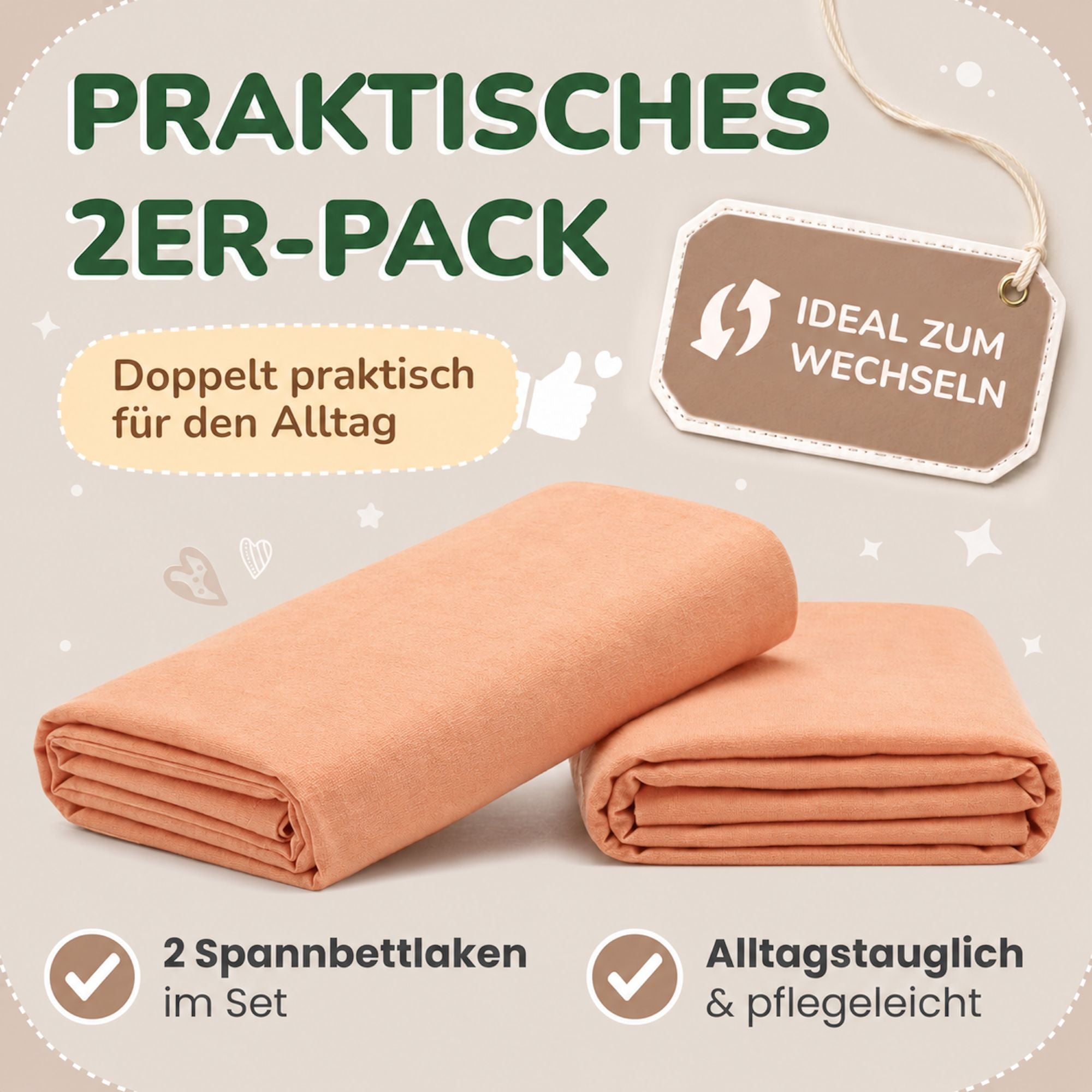 Kinderspannbettlaken von Leevitex im 2er Pack – 100% Jersey-Baumwolle, 70 x 140 cm