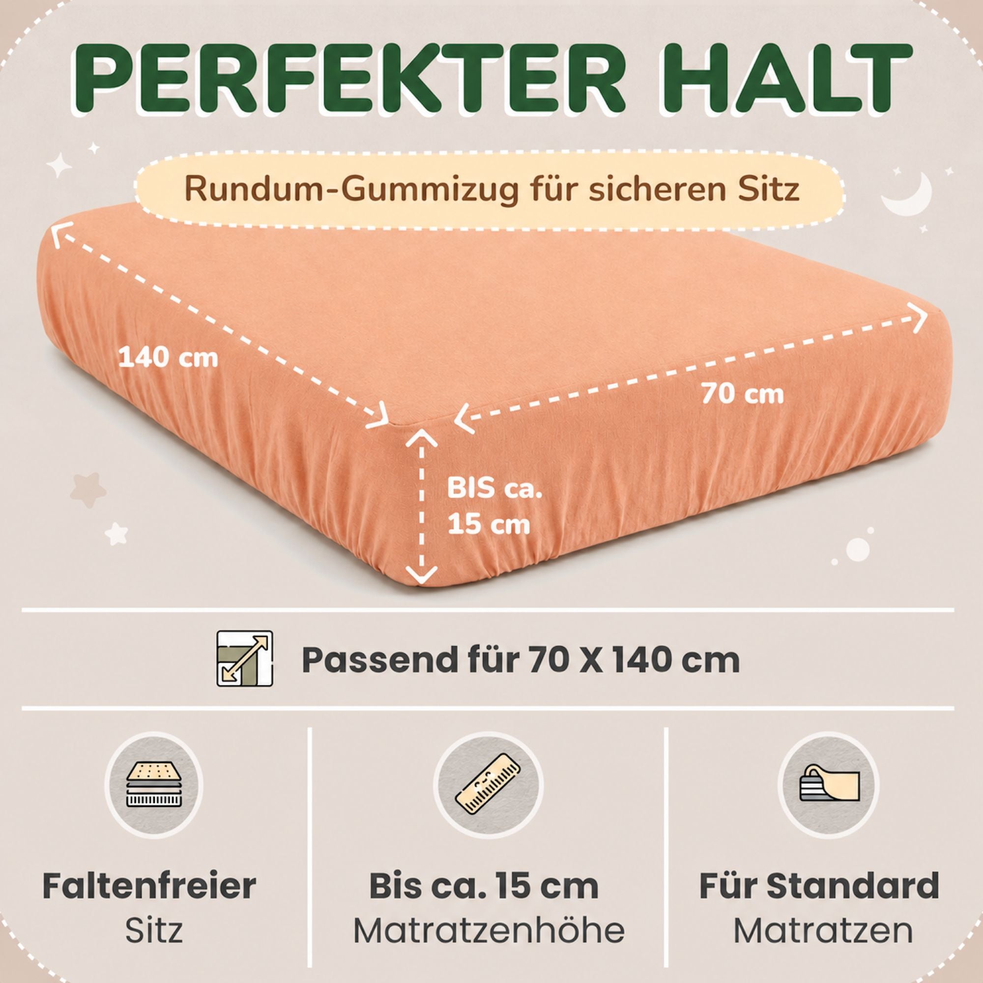 Kinderspannbettlaken von Leevitex im 2er Pack – 100% Jersey-Baumwolle, 70 x 140 cm