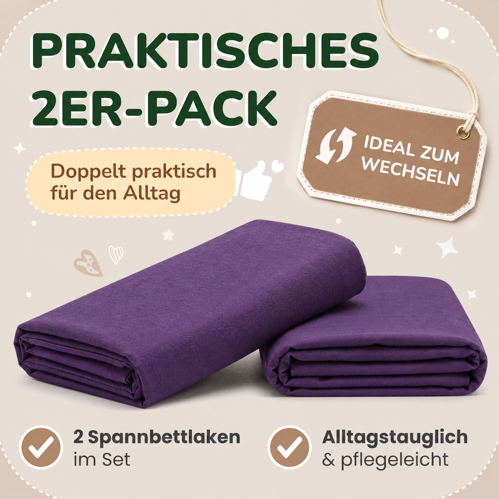Kinderspannbettlaken von Leevitex im 2er Pack – 100% Jersey-Baumwolle, 70 x 140 cm