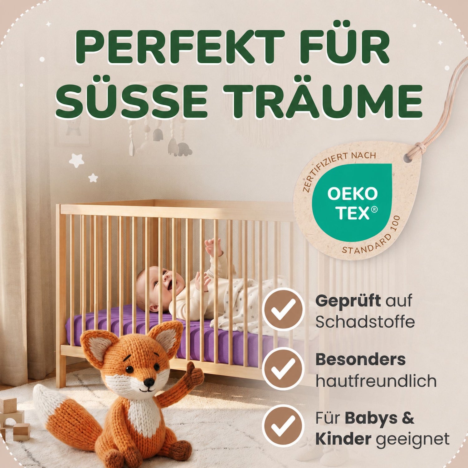 Kinderspannbettlaken von Leevitex im 2er Pack – 100% Jersey-Baumwolle, 70 x 140 cm