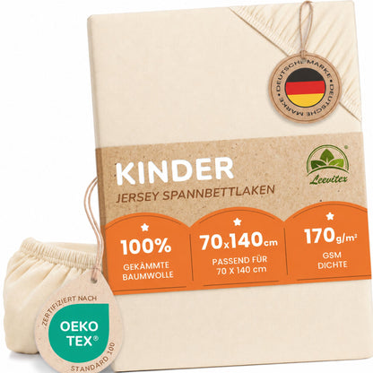 Kinder Spannbettlaken 70 x 140 cm von Leevitex im 1er Pack – 100% Jersey-Baumwolle,