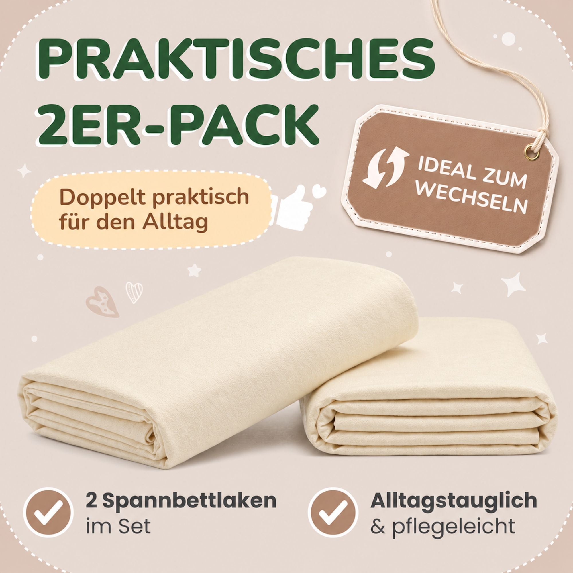 Kinderspannbettlaken von Leevitex im 2er Pack – 100% Jersey-Baumwolle, 70 x 140 cm