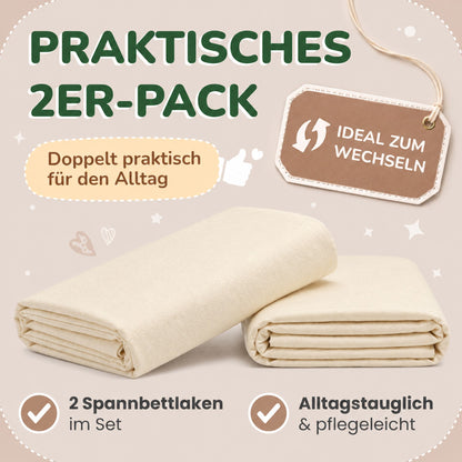 Kinderspannbettlaken von Leevitex im 2er Pack – 100% Jersey-Baumwolle, 70 x 140 cm
