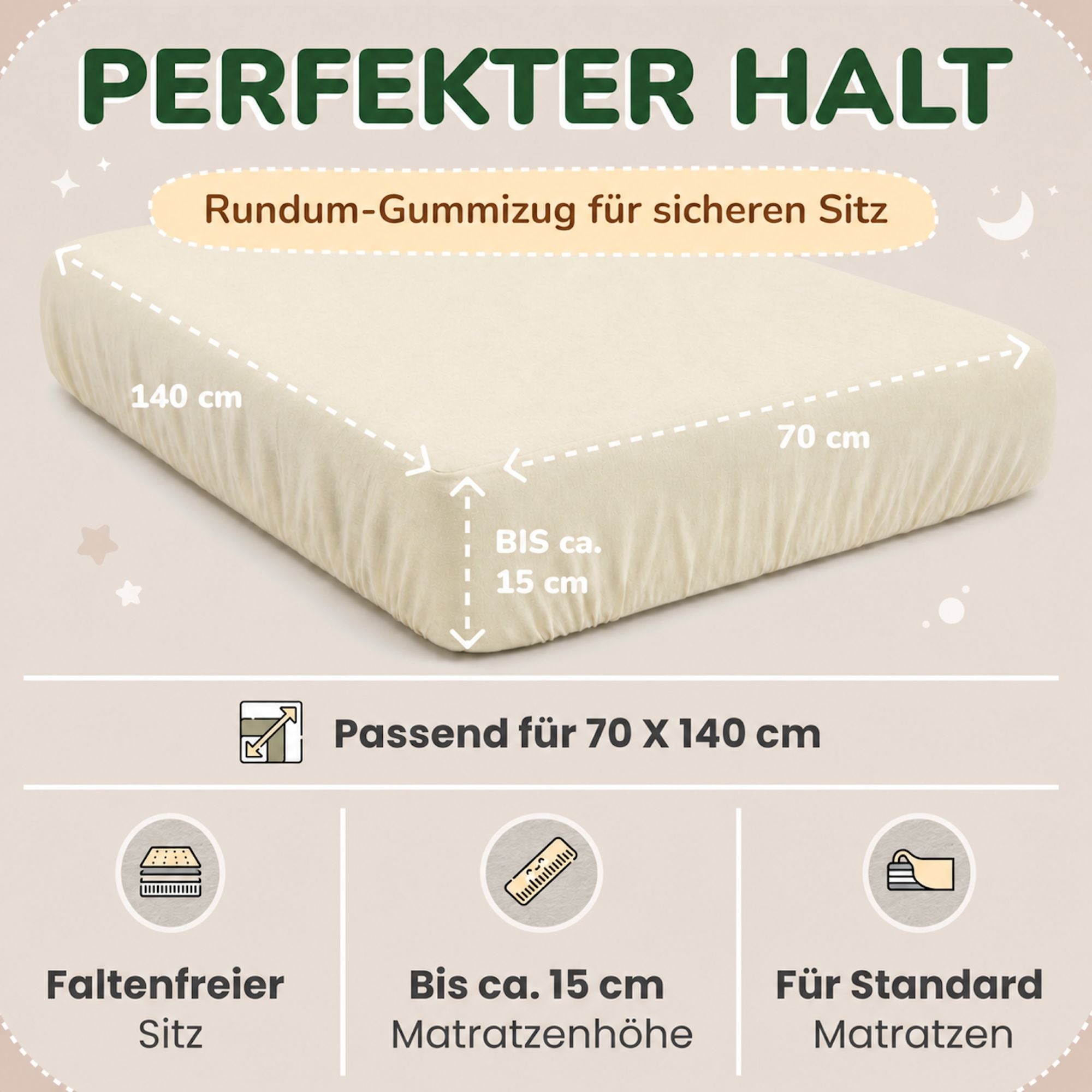 Kinderspannbettlaken von Leevitex im 2er Pack – 100% Jersey-Baumwolle, 70 x 140 cm