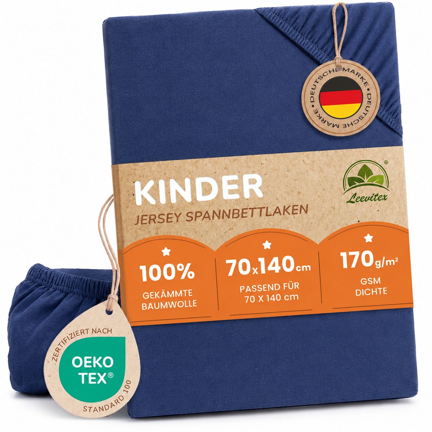 Kinder Spannbettlaken 70 x 140 cm von Leevitex im 1er Pack – 100% Jersey-Baumwolle,