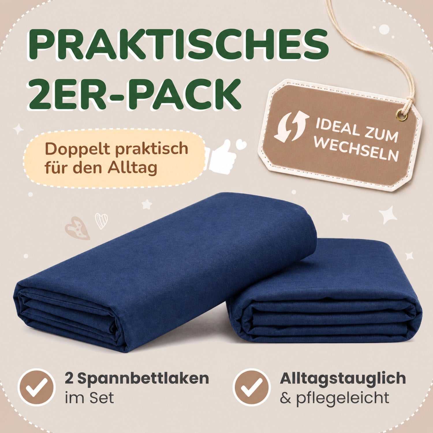 Kinderspannbettlaken von Leevitex im 2er Pack – 100% Jersey-Baumwolle, 70 x 140 cm