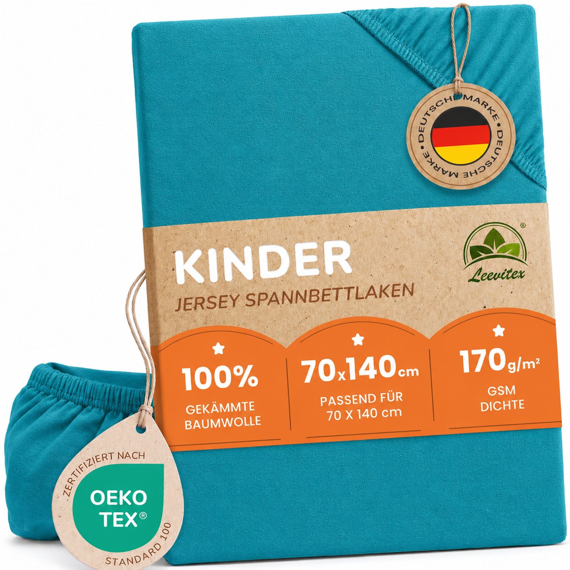 Kinder Spannbettlaken 70 x 140 cm von Leevitex im 1er Pack – 100% Jersey-Baumwolle,