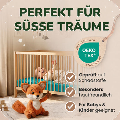 Kinderspannbettlaken von Leevitex im 2er Pack – 100% Jersey-Baumwolle, 70 x 140 cm