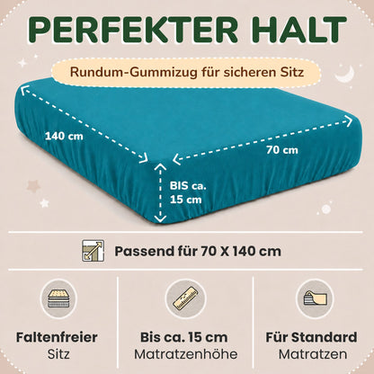 Kinderspannbettlaken von Leevitex im 2er Pack – 100% Jersey-Baumwolle, 70 x 140 cm