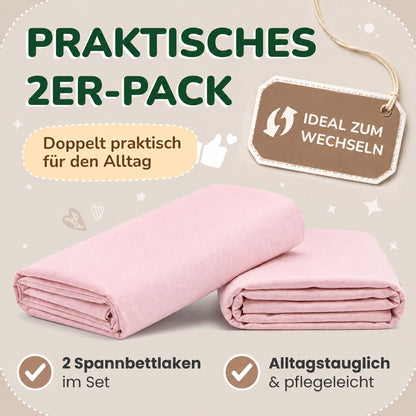 Kinderspannbettlaken von Leevitex im 2er Pack – 100% Jersey-Baumwolle, 70 x 140 cm