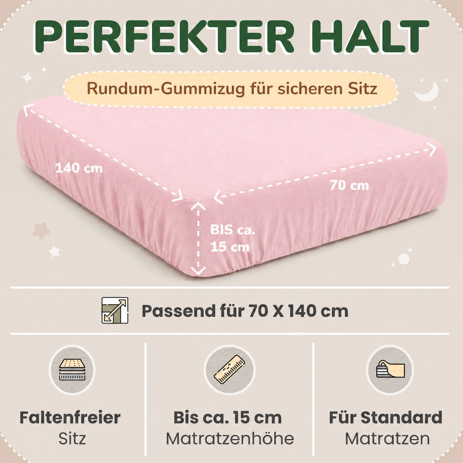 Kinderspannbettlaken von Leevitex im 2er Pack – 100% Jersey-Baumwolle, 70 x 140 cm