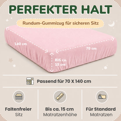 Kinderspannbettlaken von Leevitex im 2er Pack – 100% Jersey-Baumwolle, 70 x 140 cm