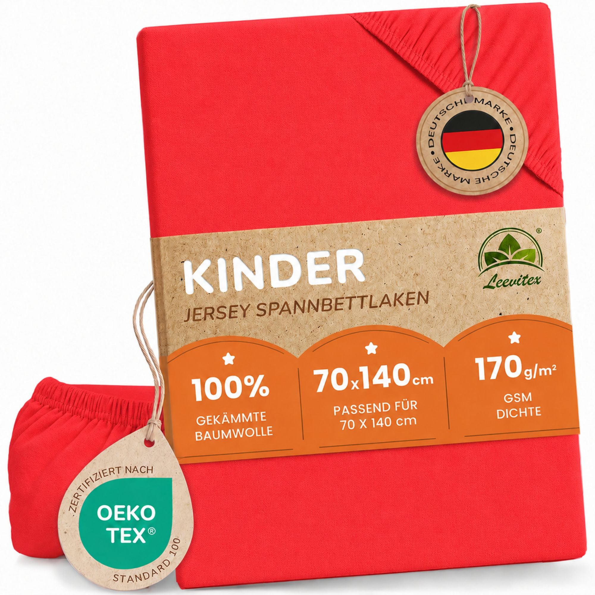 Kinder Spannbettlaken 70 x 140 cm von Leevitex im 1er Pack – 100% Jersey-Baumwolle,