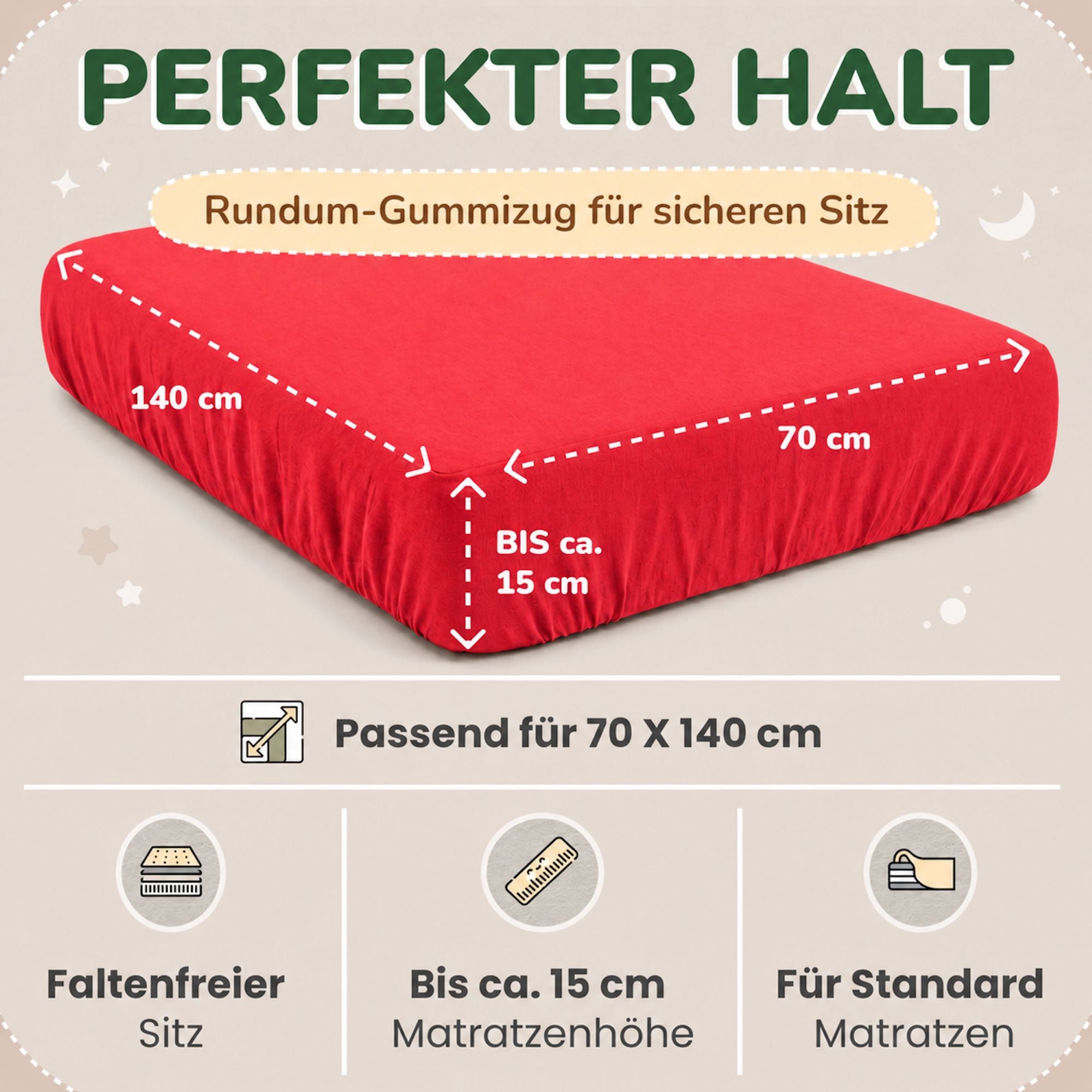 Kinderspannbettlaken von Leevitex im 2er Pack – 100% Jersey-Baumwolle, 70 x 140 cm