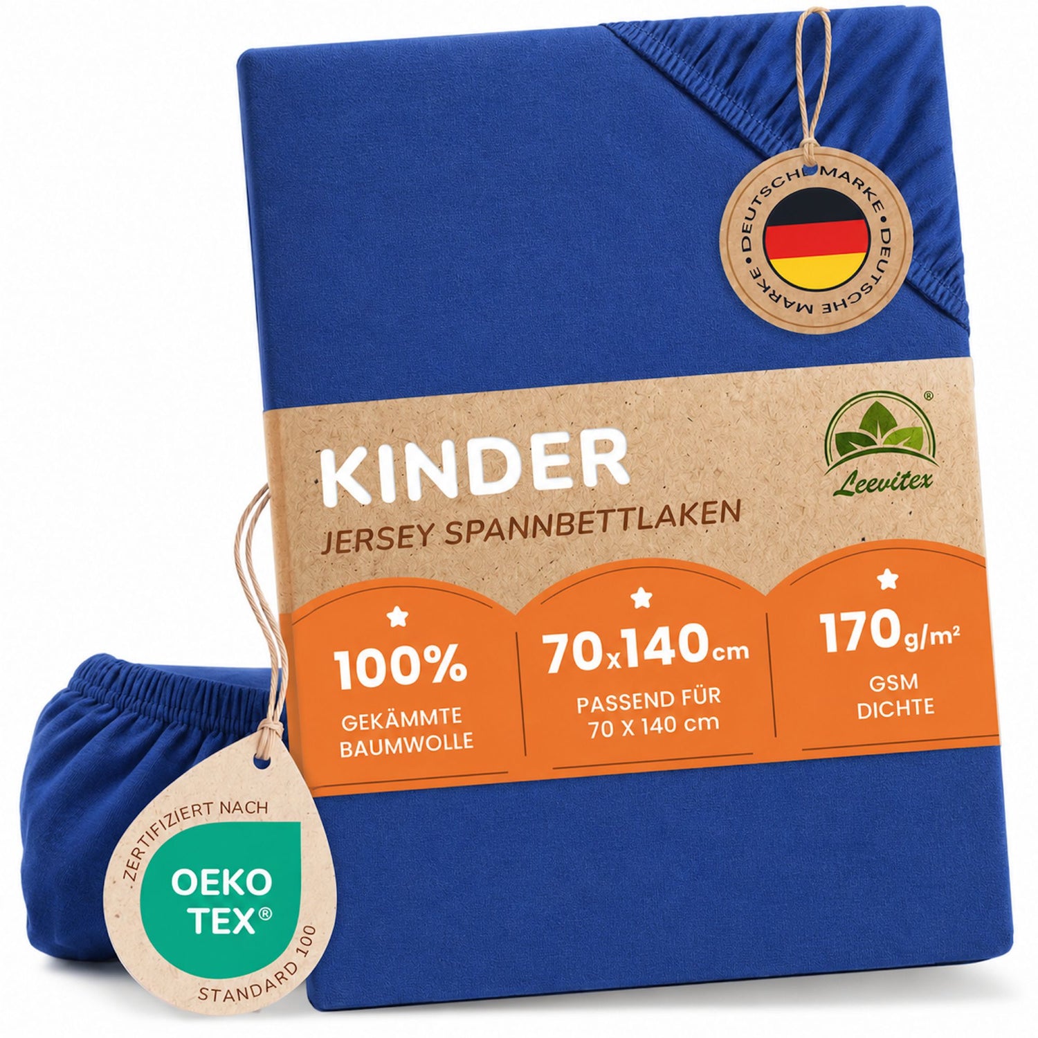Kinder Spannbettlaken 70 x 140 cm von Leevitex im 1er Pack – 100% Jersey-Baumwolle,