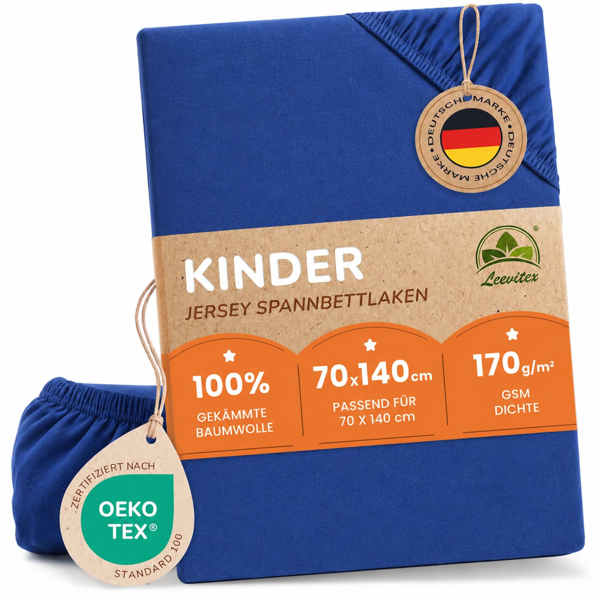 Kinder Spannbettlaken 70 x 140 cm von Leevitex im 1er Pack – 100% Jersey-Baumwolle,
