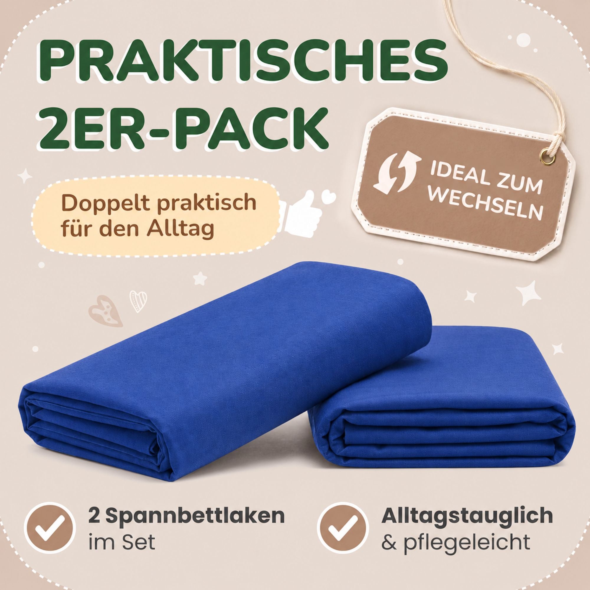 Kinderspannbettlaken von Leevitex im 2er Pack – 100% Jersey-Baumwolle, 70 x 140 cm