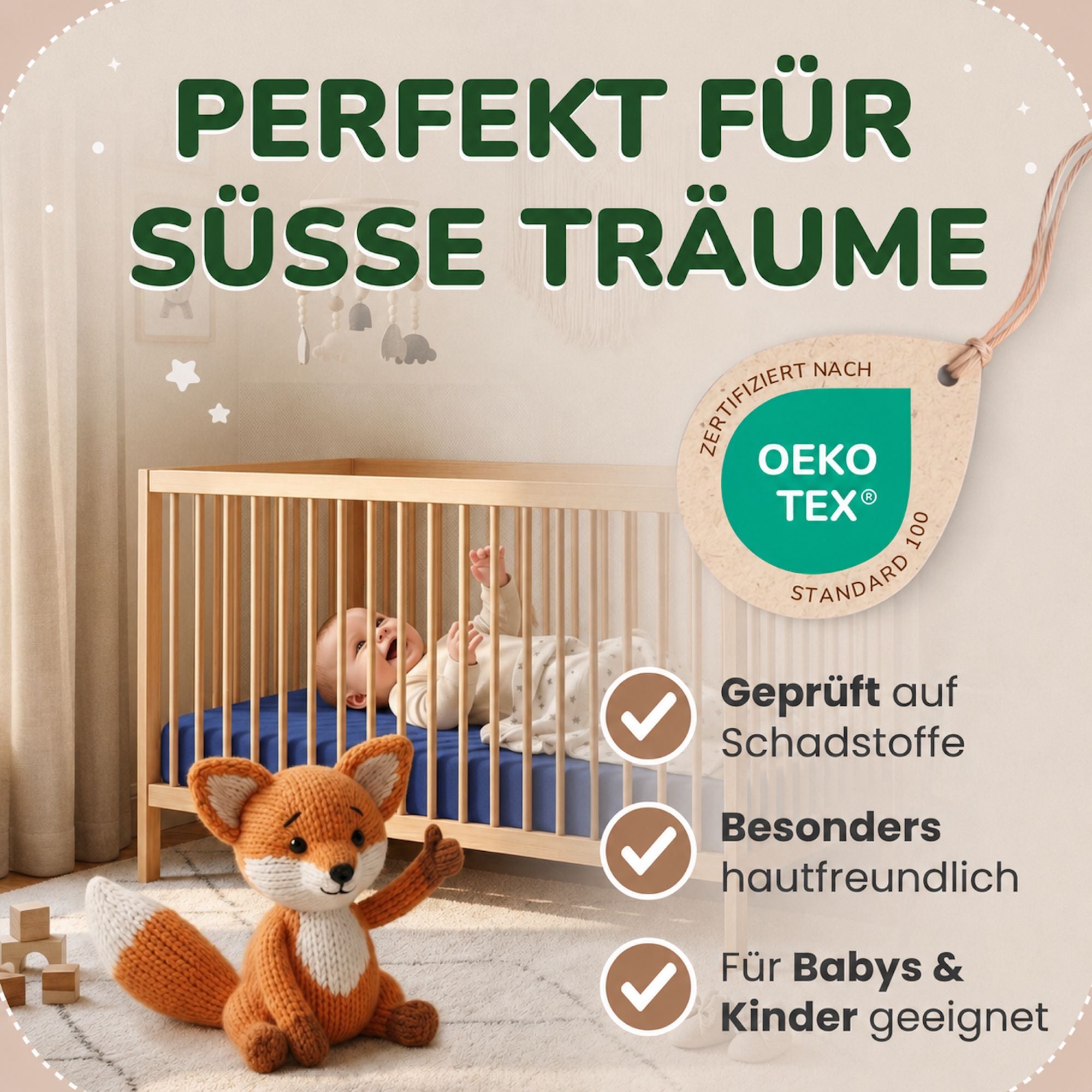 Kinderspannbettlaken von Leevitex im 2er Pack – 100% Jersey-Baumwolle, 70 x 140 cm