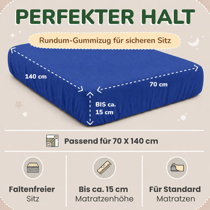 Kinderspannbettlaken von Leevitex im 2er Pack – 100% Jersey-Baumwolle, 70 x 140 cm