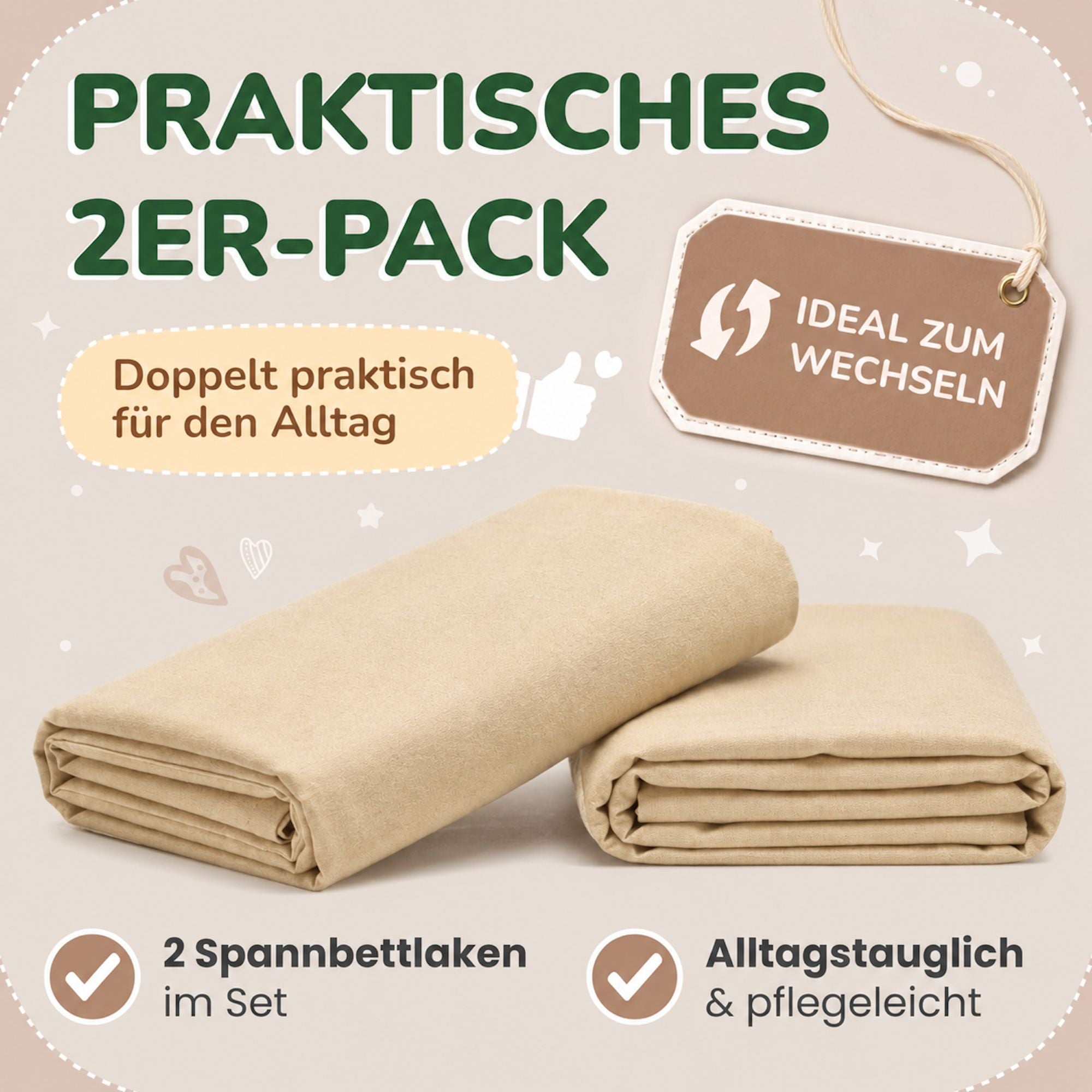 Kinderspannbettlaken von Leevitex im 2er Pack – 100% Jersey-Baumwolle, 70 x 140 cm