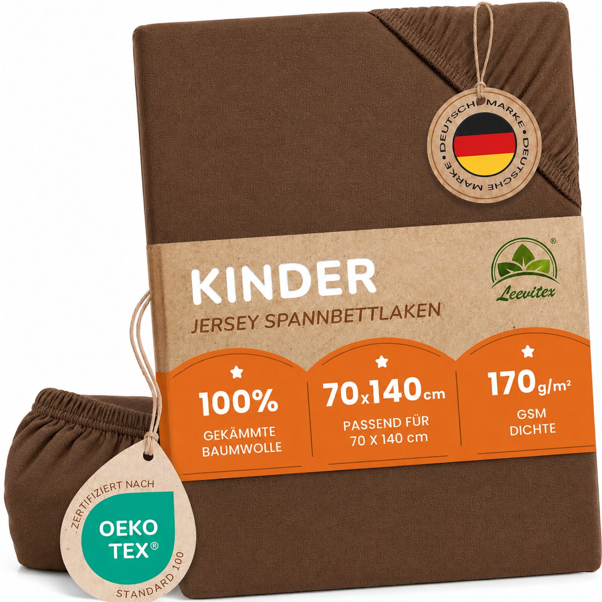 Kinder Spannbettlaken 70 x 140 cm von Leevitex im 1er Pack – 100% Jersey-Baumwolle,