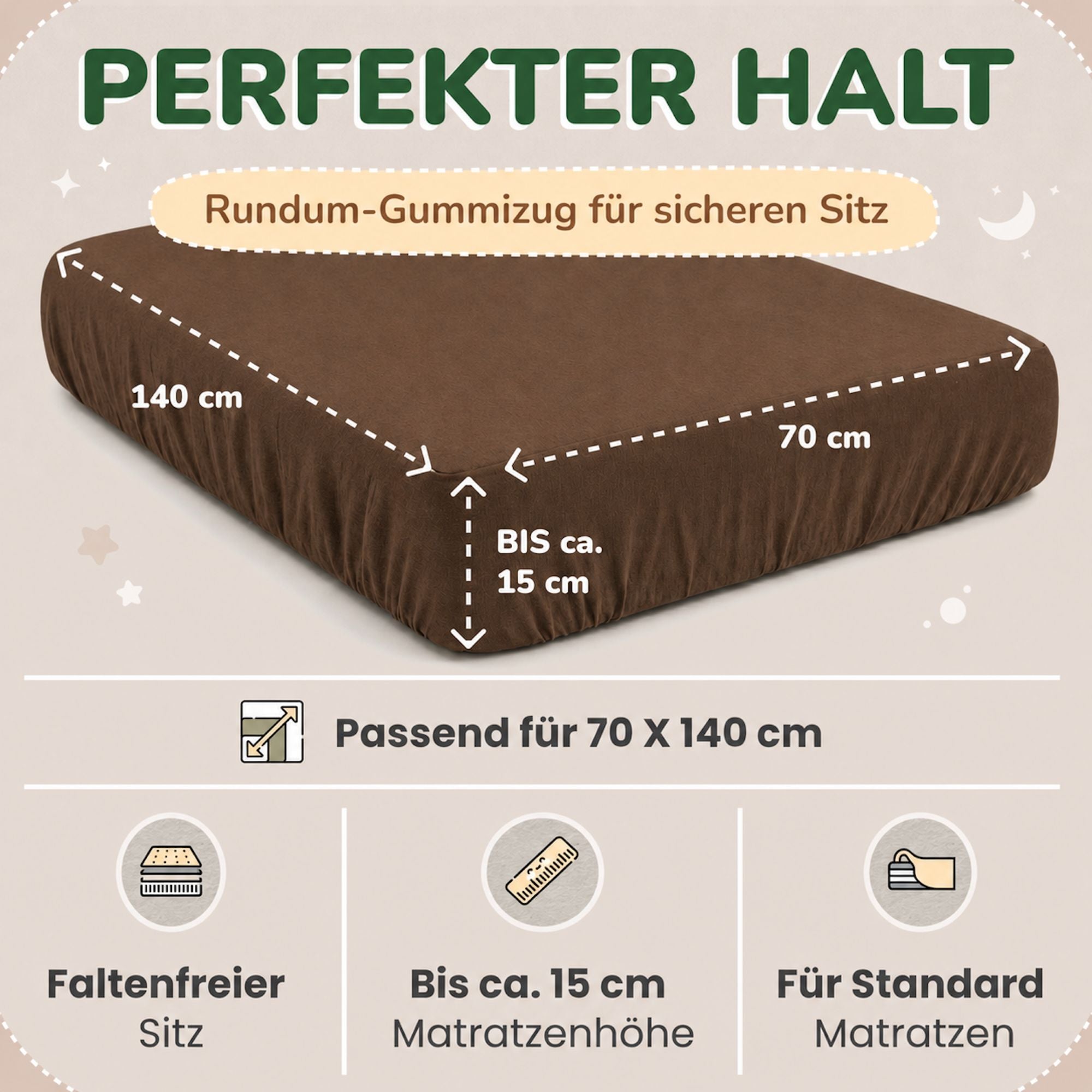 Kinderspannbettlaken von Leevitex im 2er Pack – 100% Jersey-Baumwolle, 70 x 140 cm