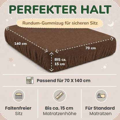 Kinderspannbettlaken von Leevitex im 2er Pack – 100% Jersey-Baumwolle, 70 x 140 cm