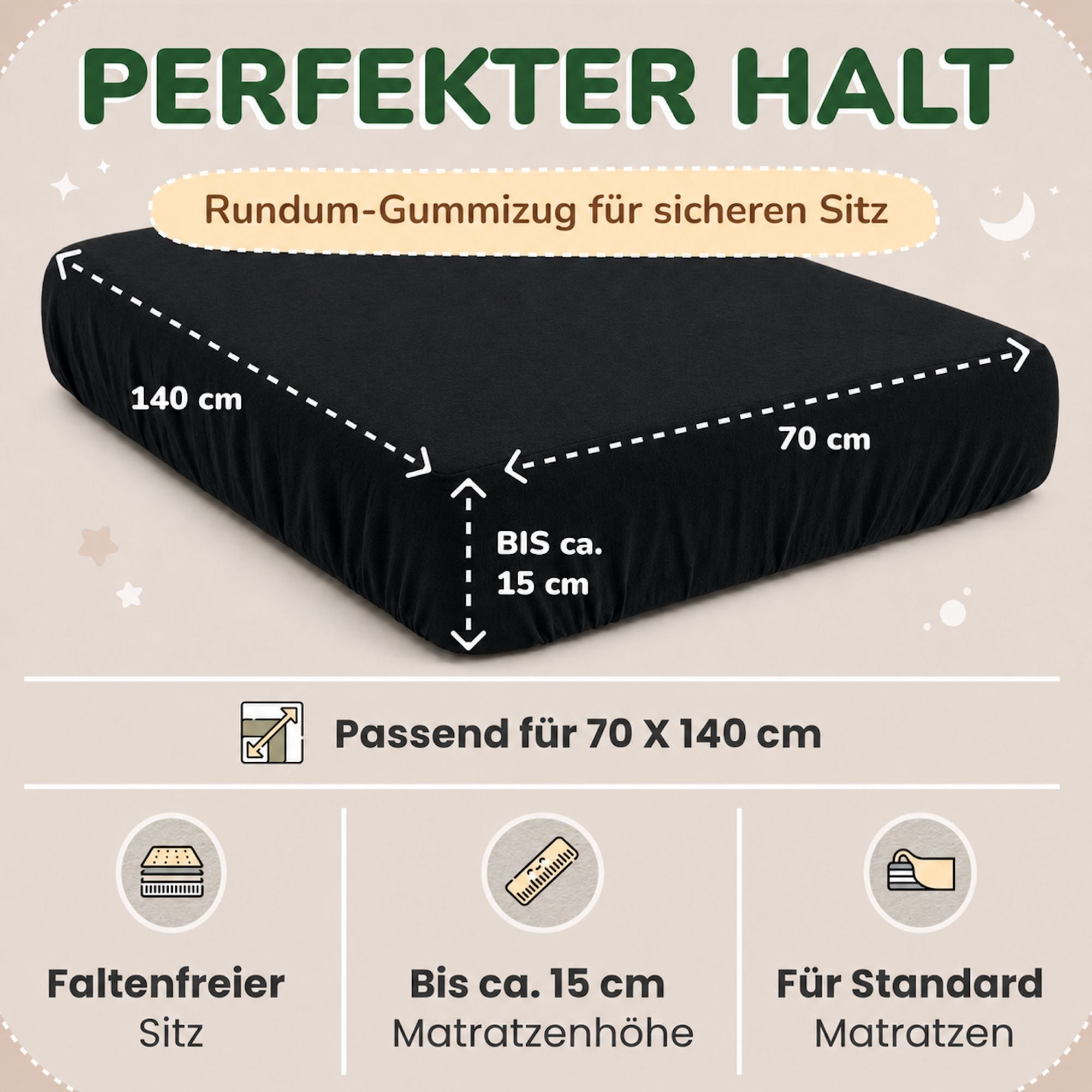 Kinderspannbettlaken von Leevitex im 2er Pack – 100% Jersey-Baumwolle, 70 x 140 cm