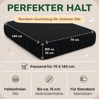 Kinderspannbettlaken von Leevitex im 2er Pack – 100% Jersey-Baumwolle, 70 x 140 cm