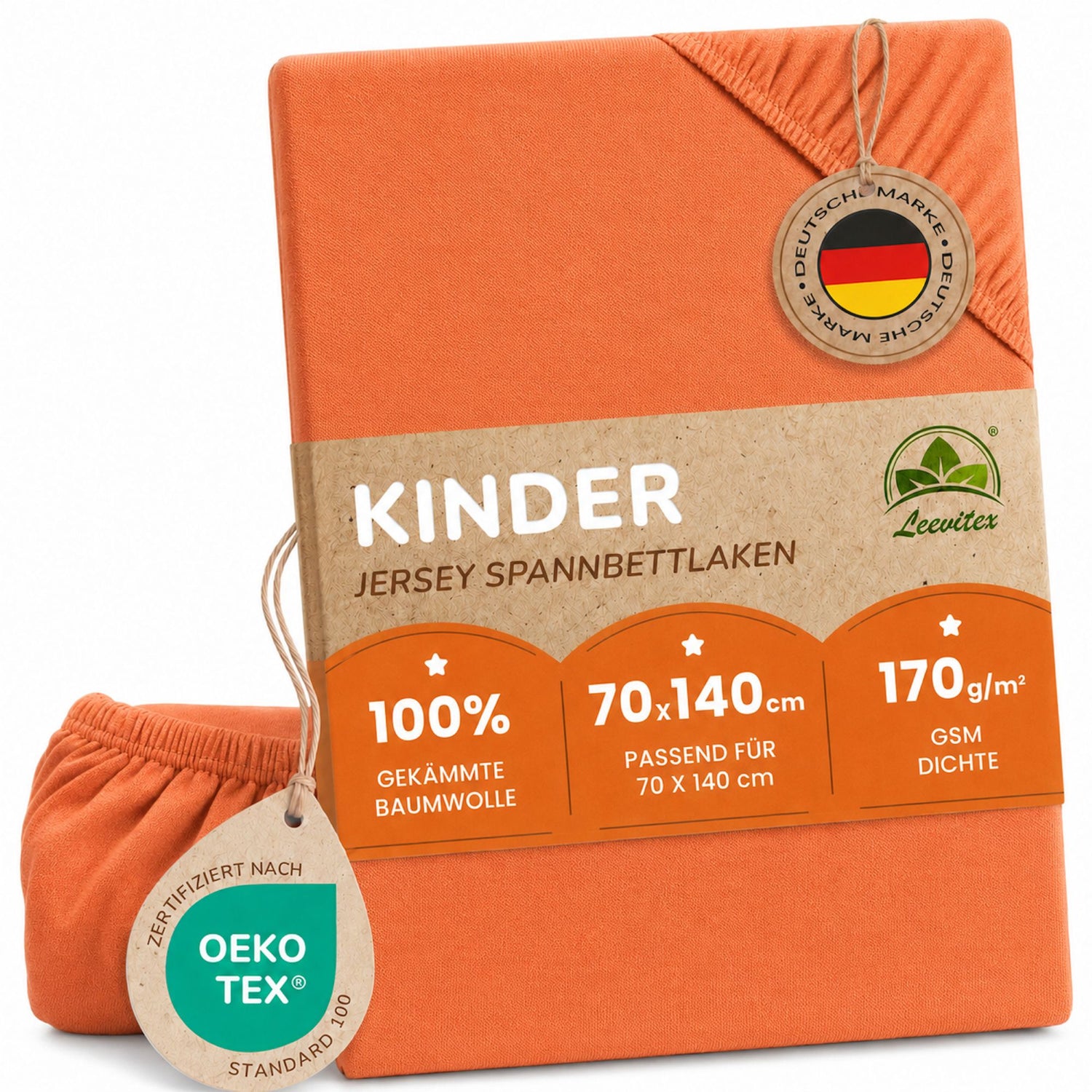 Kinder Spannbettlaken 70 x 140 cm von Leevitex im 1er Pack – 100% Jersey-Baumwolle,