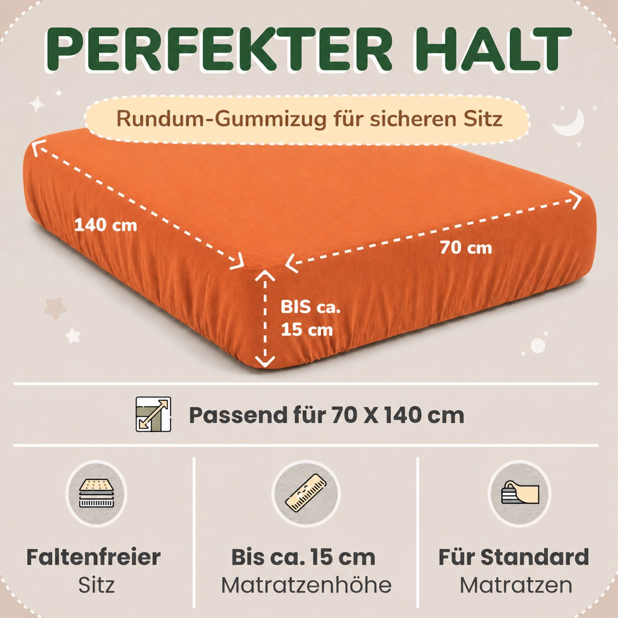 Kinderspannbettlaken von Leevitex im 2er Pack – 100% Jersey-Baumwolle, 70 x 140 cm