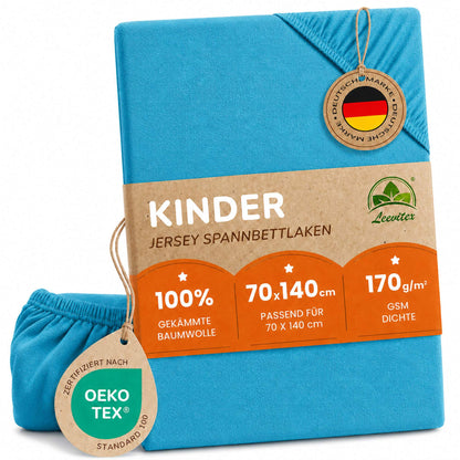 Kinder Spannbettlaken 70 x 140 cm von Leevitex im 1er Pack – 100% Jersey-Baumwolle,