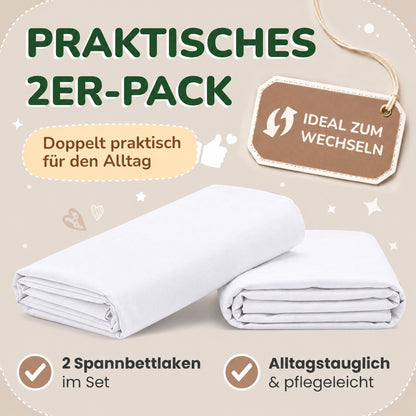 Kinderspannbettlaken von Leevitex im 2er Pack – 100% Jersey-Baumwolle, 70 x 140 cm